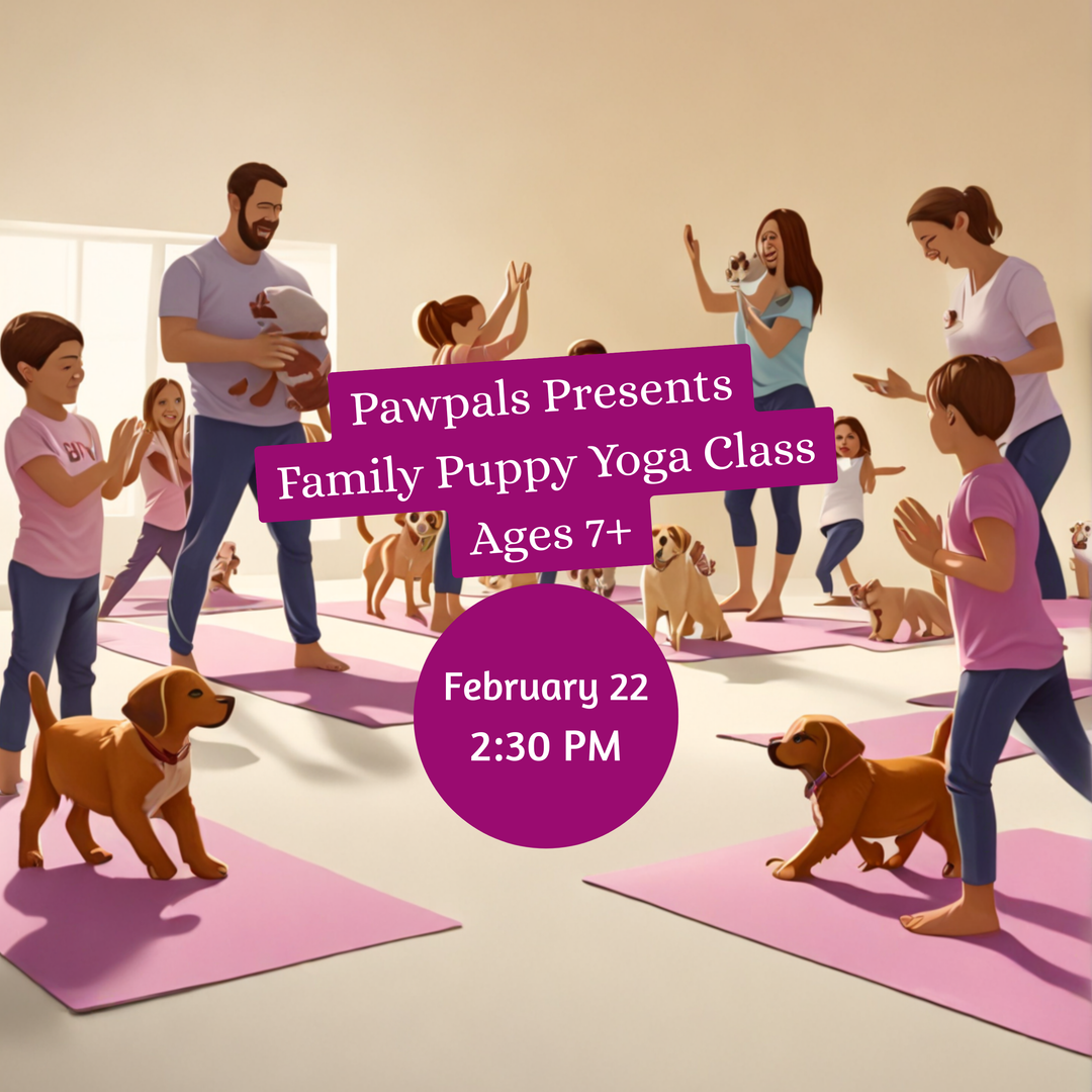 Family puppy yoga kids class