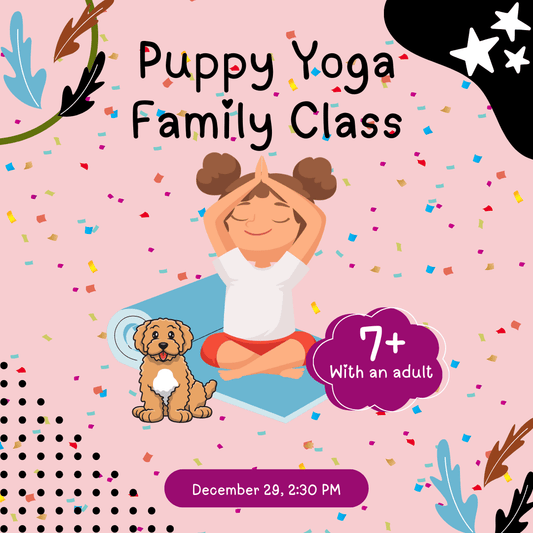 Family puppy yoga kid's puppy yoga Toronto corporate 